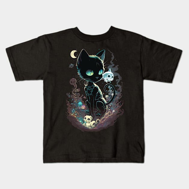 Skeletoon Cat #2 Kids T-Shirt by Spaksu